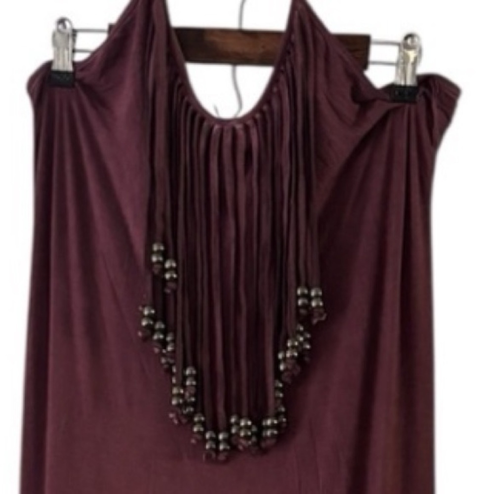 POL Halter Maxi Fringe Dress NWT